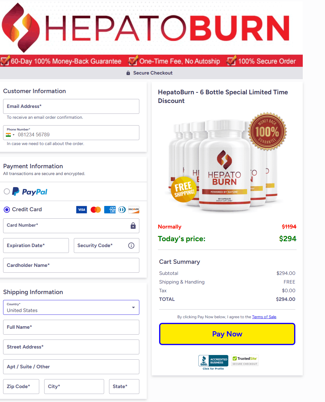 Hepatoburn order page